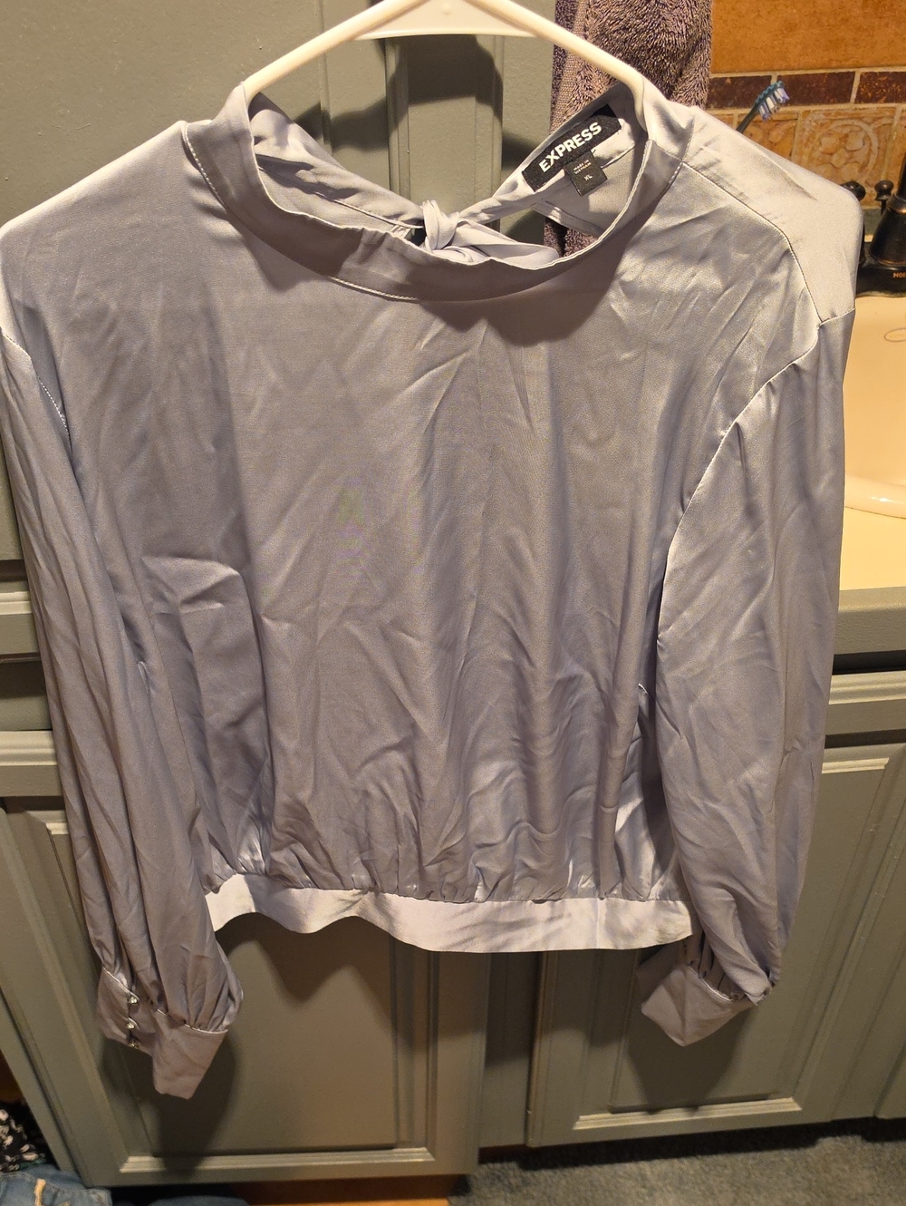Express Tie-Neck Long Sleeve Blouse